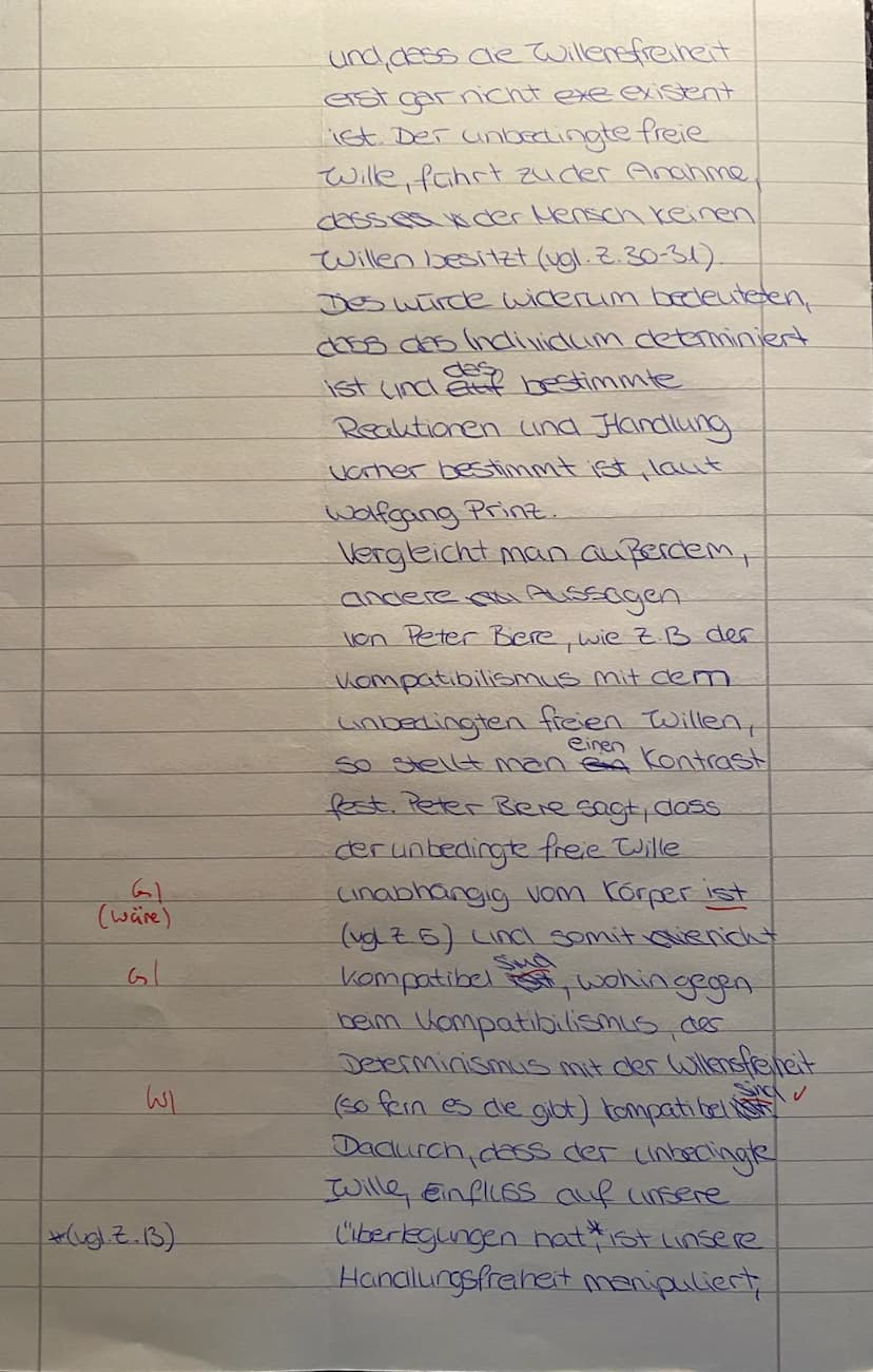 10
15
20
Q1 GK Philosophie Klausur 2
25
Peter Bieri: Das Handwerk der Freiheit (2001)
Der losgelöste Wille: ein Alptraum
Erst wäre ein Wille