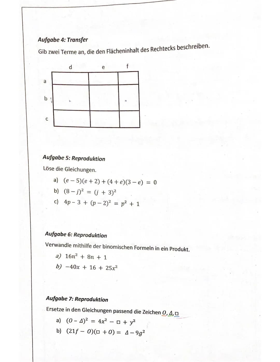 Name:
Elisa
Mathematik 8
x
Aufgabe 1: Reproduktion
Fasse zusammen.
3
NIT
1. Mathematikarbeit
Termumformungen und
einfache Gleichungen
y
-3
N
