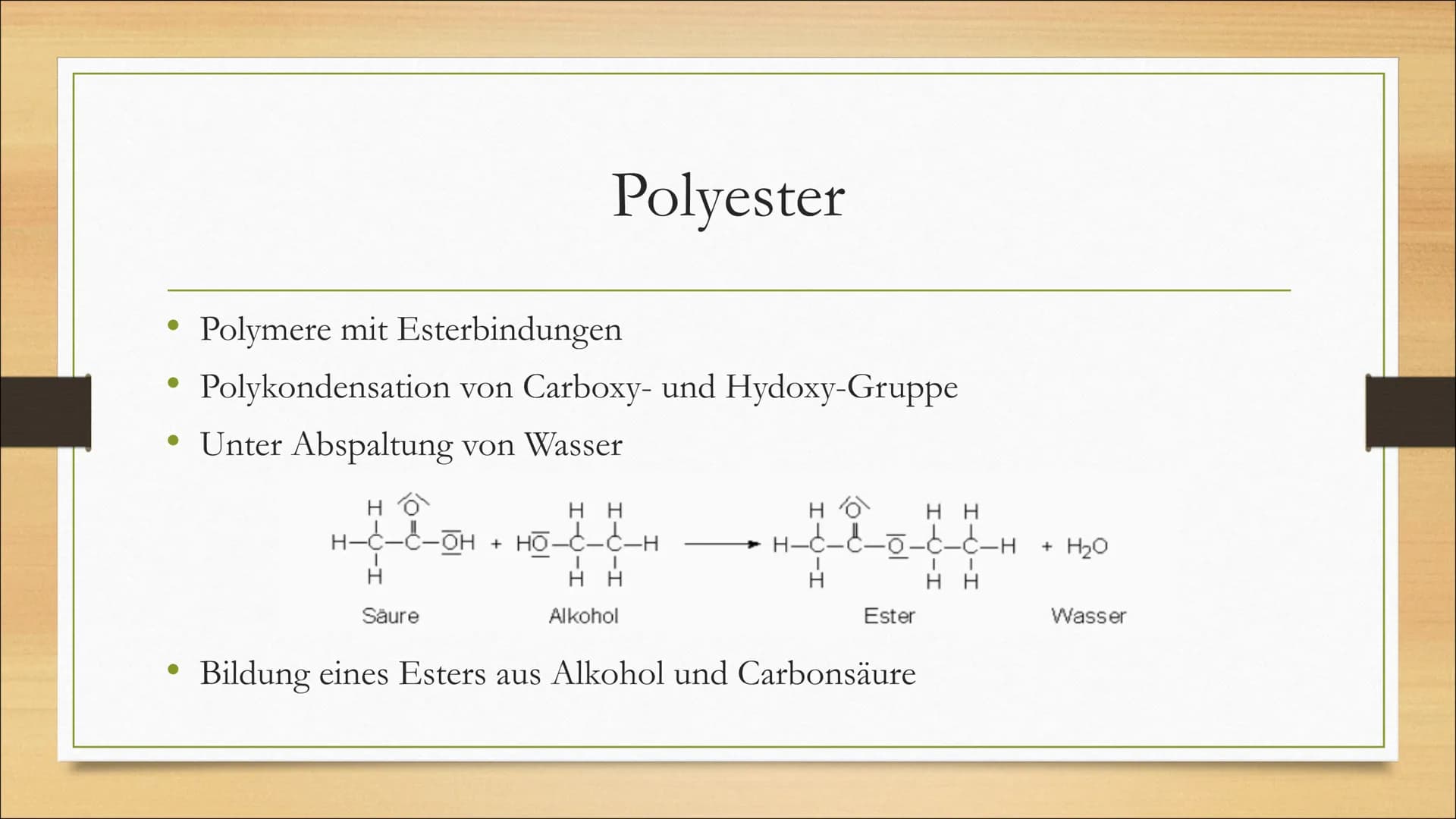 Polykondensation
Von Jessy, Jolina und Leandra ●
Allgemein
Monomere
Inhaltsverzeichnis
Wichtige Polykondensate:
➤Polyester
➤Polycarbonate
Po