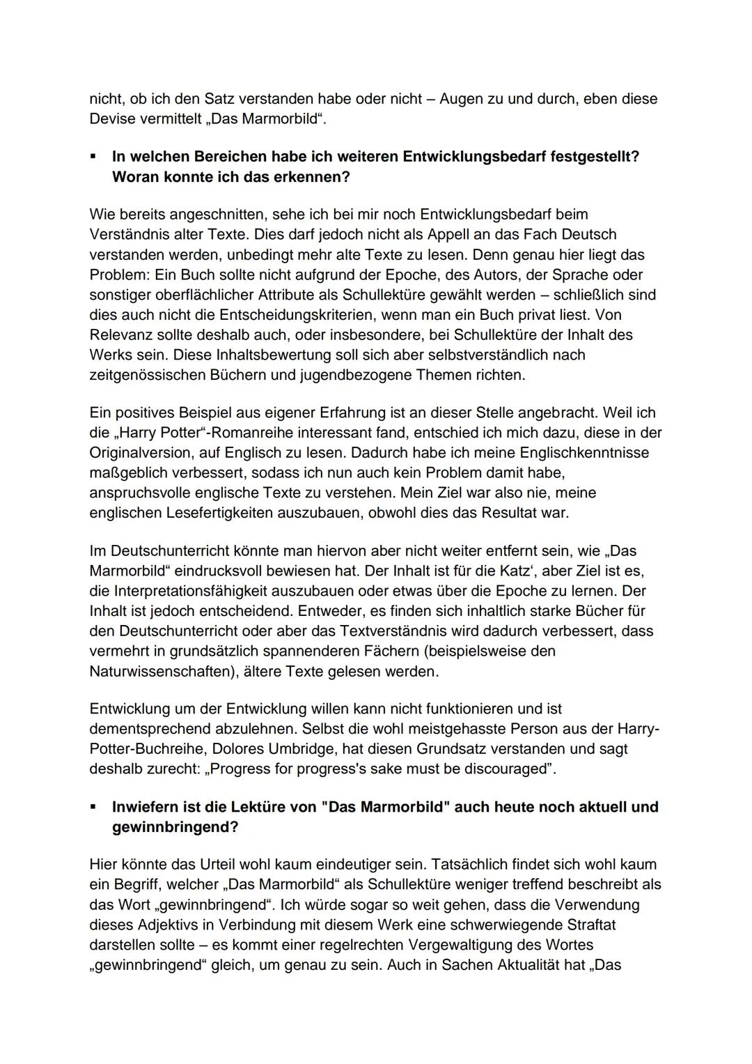 Reflexion meiner Arbeit mit Joseph von Eichendorffs Novelle
,,Das Marmorbild"
■
In welchen Bereichen habe ich mich durch die Arbeit an "Das 