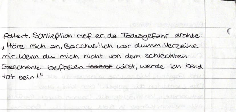 (
(
Ein unkluger Wunsch
Der Gott Bacchus freute sich sehr. Denn Midas, dec
berühmte König, hatte Silenus zu ihm zurückge-
führt. Als/Nachdem