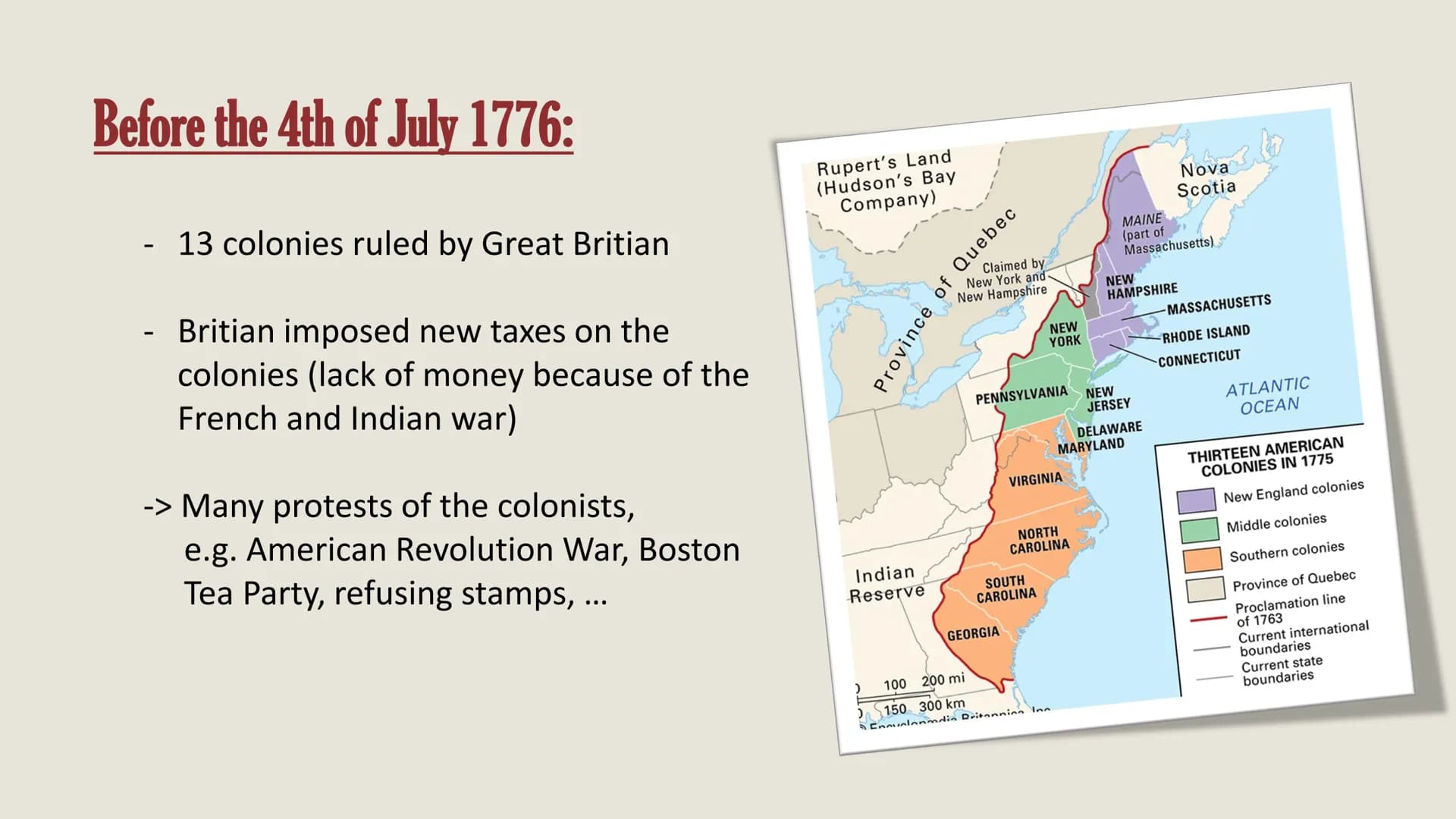 Declaration of
Independence
By Alisa, Jonas H. and Laura Before the 4th of July 1776:
-
13 colonies ruled by Great Britian
- Britian imposed