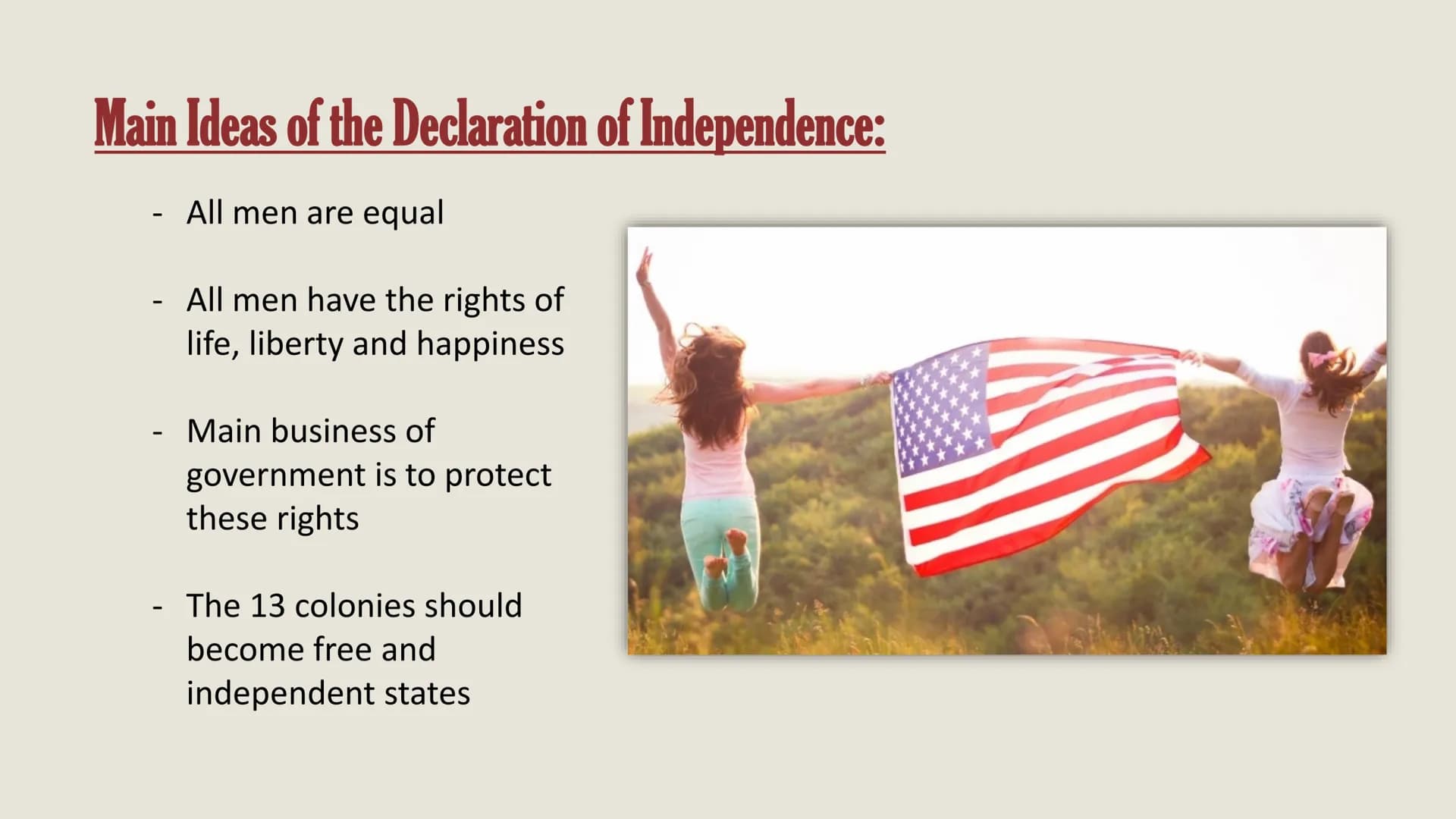 Declaration of
Independence
By Alisa, Jonas H. and Laura Before the 4th of July 1776:
-
13 colonies ruled by Great Britian
- Britian imposed