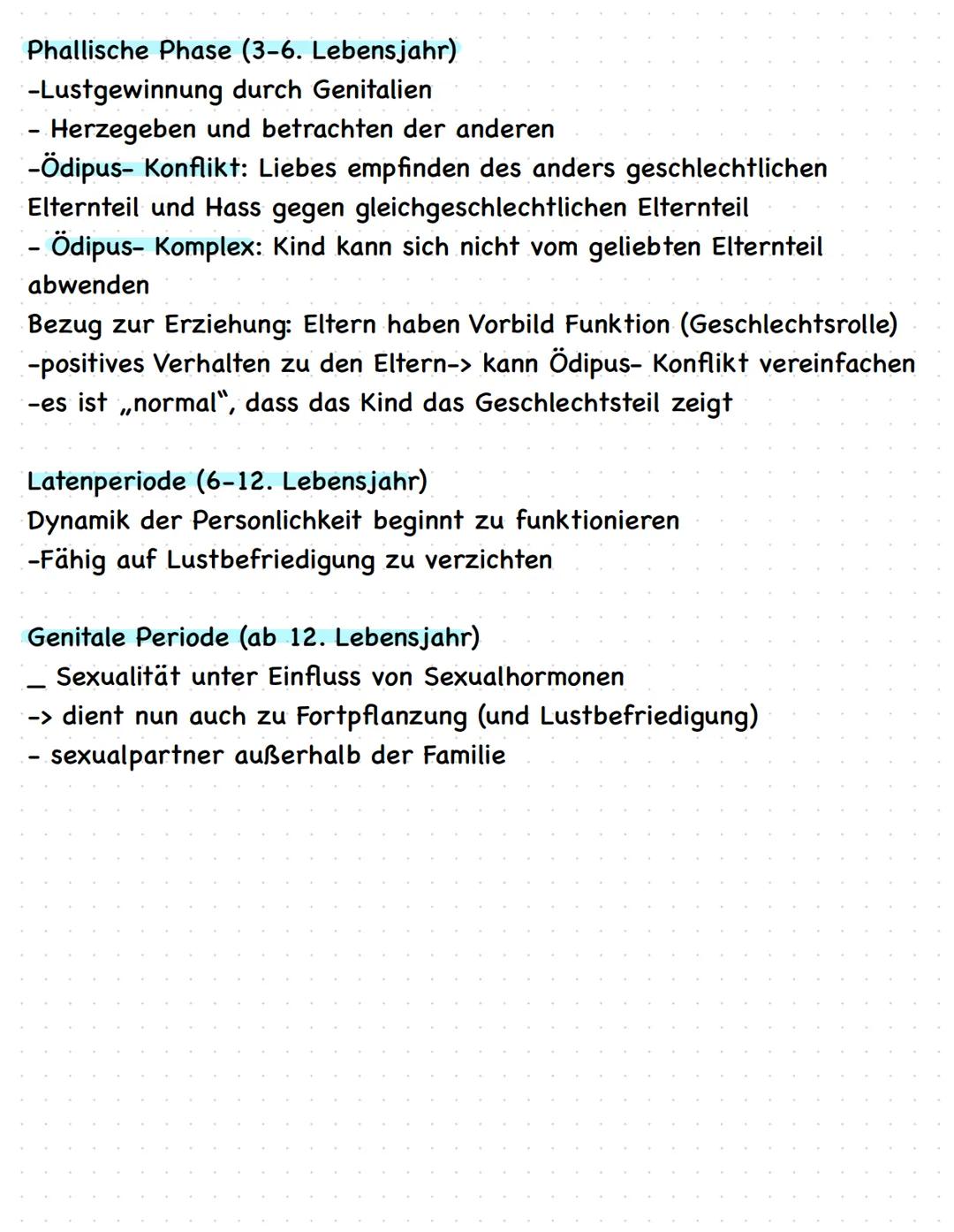# Phasenmodell

Orale Phase (1. Lebensjahr)

- lustgewinnung durch den Mund (saugen, schlucken, beißen,
lutschen)

-Sinnesorgane über die Ha
