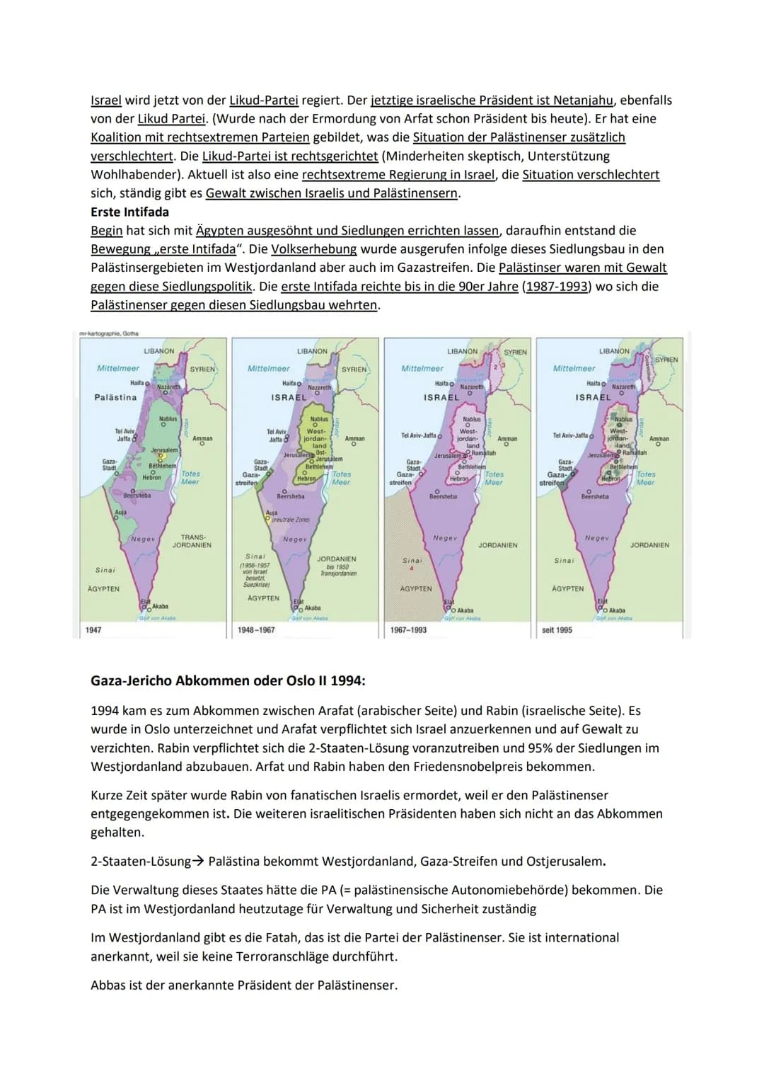 Der Nahost Konflikt
Allgemein:
Der Nahost Konflikt spielt sich in Israel und Palästina ab. Es geht einerseits um das Existenzrecht
Israels u
