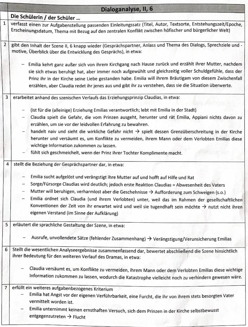 Das bürgerliche Erziehungsprinzip - Wegbereiter für den tragischen Ausgang?
Aufgabe:
Analysiere den sechsten Auftritt des zweiten Aufzuges (