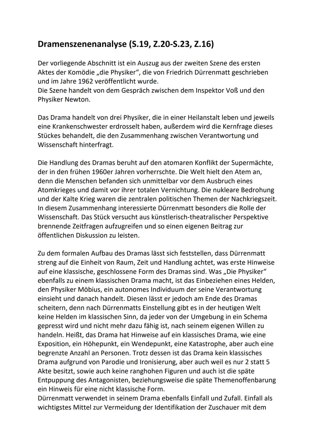 Dramenszenenanalyse (S.19, Z.20-S.23, Z.16)
Der vorliegende Abschnitt ist ein Auszug aus der zweiten Szene des ersten
Aktes der Komödie ,,di