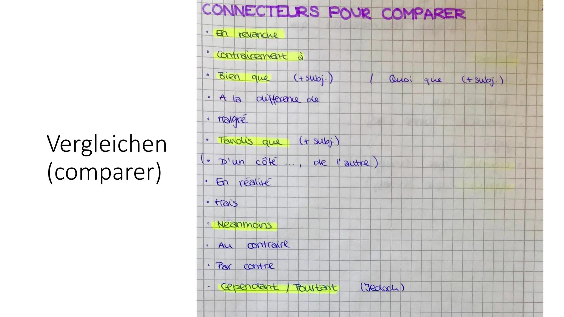 Konnektoren/
Verbindungswörter
für Konsequenzen und Vergleiche Konsequenzen
(consequences)
beschreiben
CONNECTEURS POUR LES CONSEQUENCES
• c