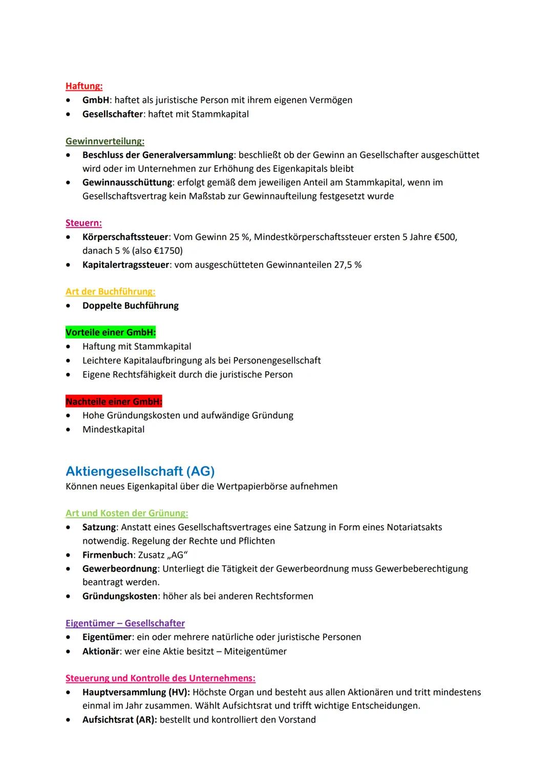Rechtsformen von Unternehmen
Die wichtigsten Merkmale der Rechtsformen
Legt den rechtlichen Status eines Unternehmens fest. Rechtsform ist a