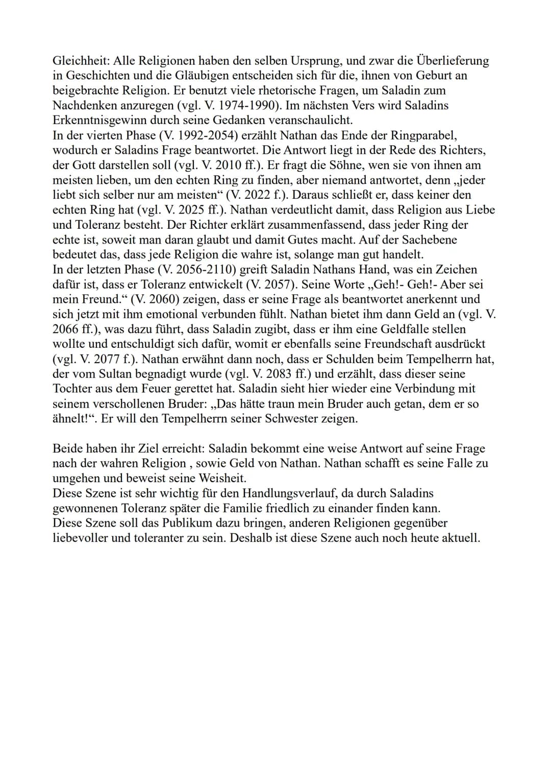 Nathan der Weise Szenenanalyse 3,7
Das Drama ,,Nathan der Weise" von Gotthold Ephraim Lessing aus dem Jahr 1779,
spielt in Jerusalem zur Zei