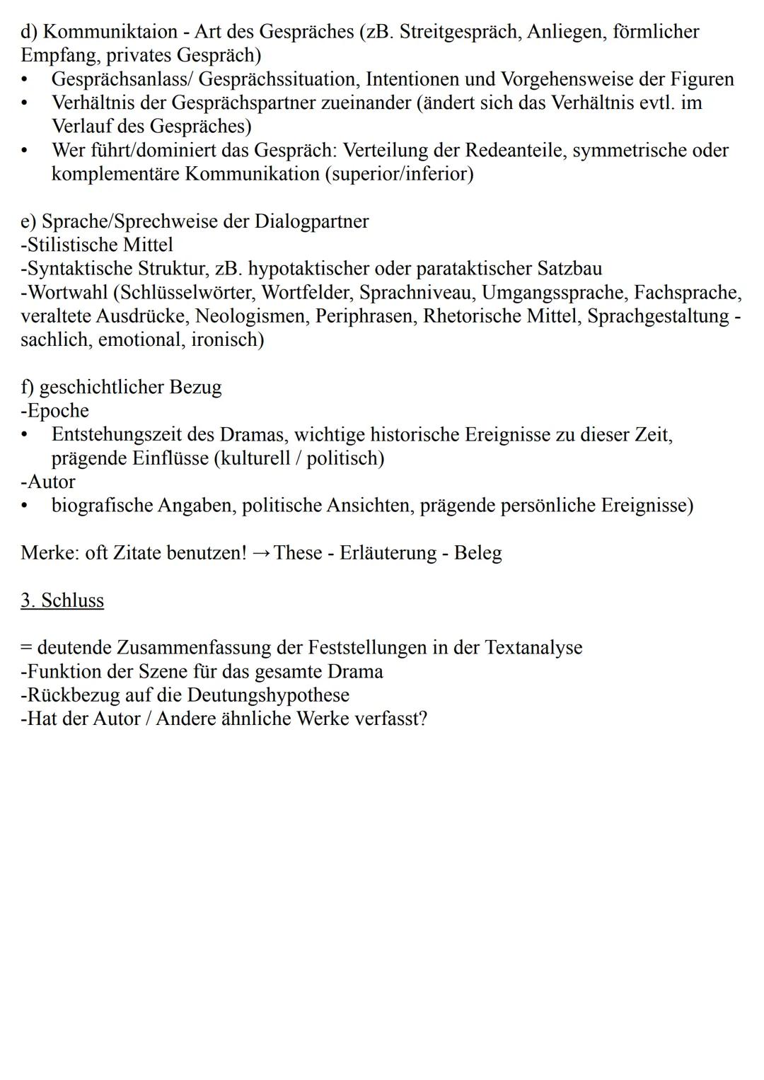 1. Einleitung
-Nennung von Autor, Titel, Entstehungs-/ Erscheinungsjahr, evtl. Epoche, Textsorte
-Thema
Szenenanalyse
-Einordnung der Szene/