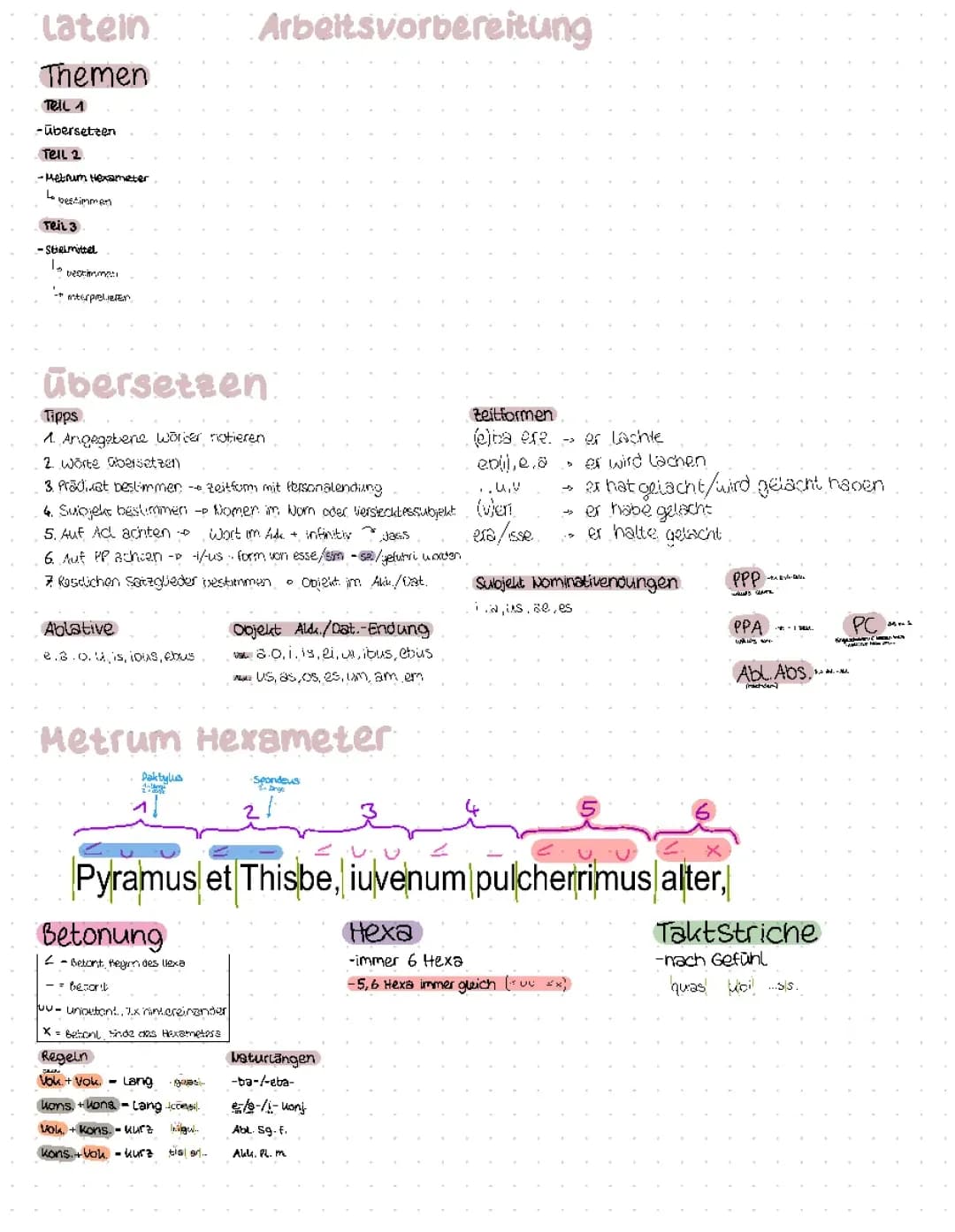 Latein Grammatik, Pyramus und Thisbe
