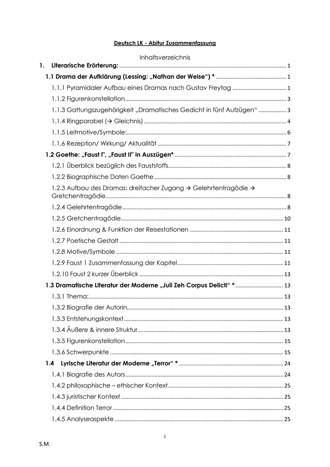 Deutsch LK - Abitur Zusammenfassung
1. Literarische Erörterung:
1.1 Drama der Aufklärung (Lessing: ,,Nathan der Weise") *
1.1.1 Pyramidaler 