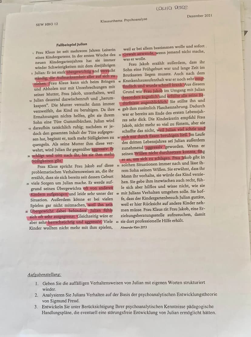 Klausur Rudolf
Schüler/Schülerin
Teilaufgabe 1 (Anforderungsbereich I)
Anforderung
1
formuliert einen vollständigen Einleitungssatz
2 arbeit