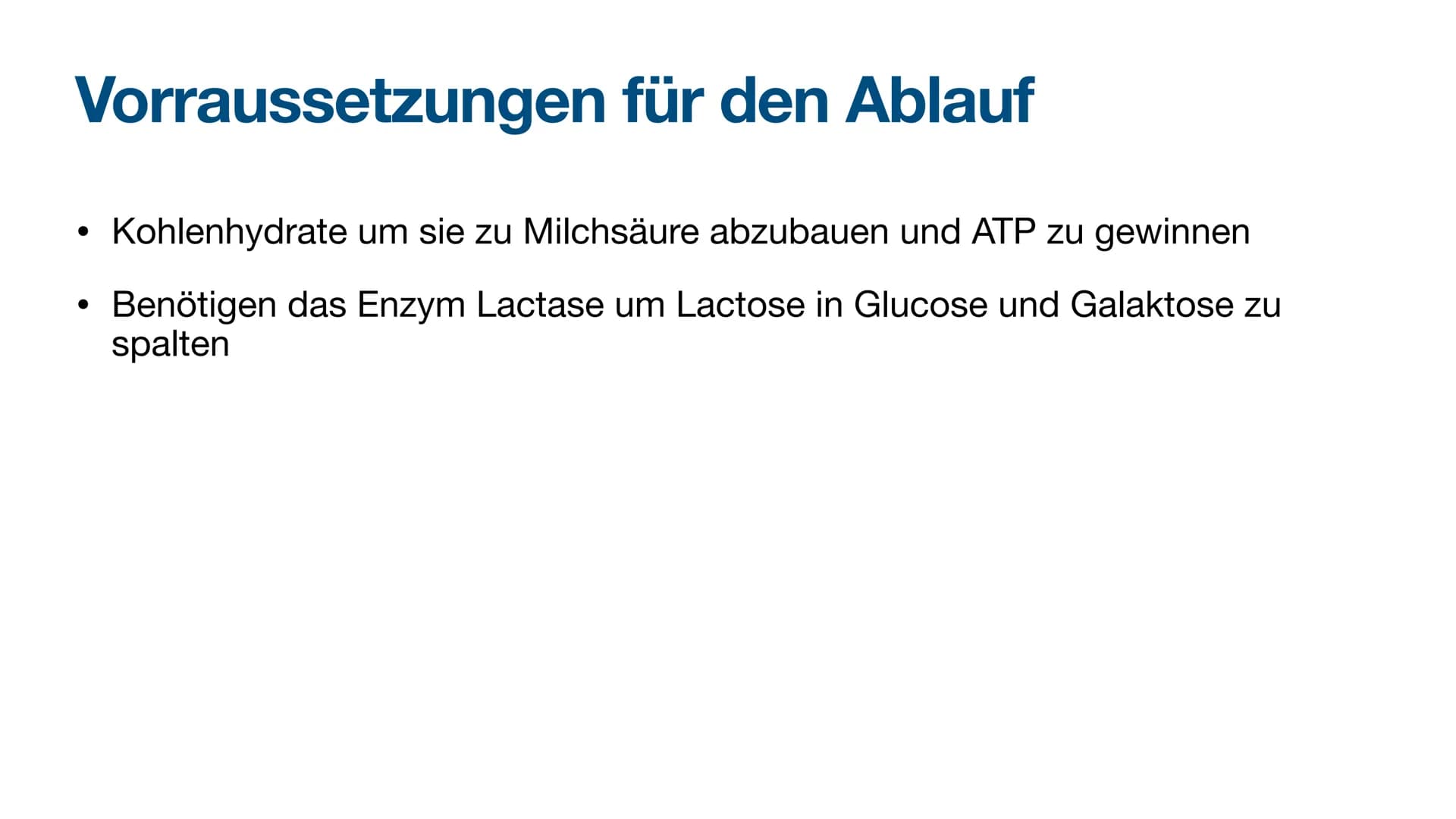 Milchsäuregärung Gliederung
●
●
●
Voraussetzungen für den Ablauf
Ablauf
Energiebilanz
Milchsäuregärung im Körper Vorraussetzungen für den Ab