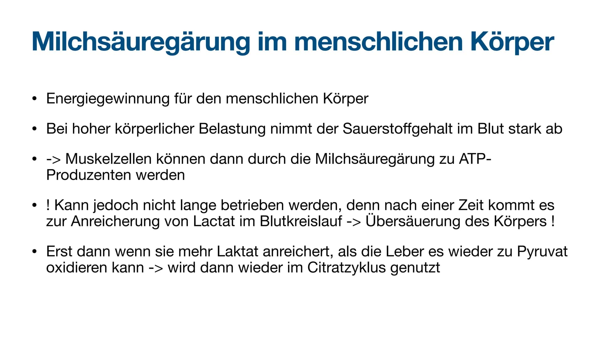 Milchsäuregärung Gliederung
●
●
●
Voraussetzungen für den Ablauf
Ablauf
Energiebilanz
Milchsäuregärung im Körper Vorraussetzungen für den Ab