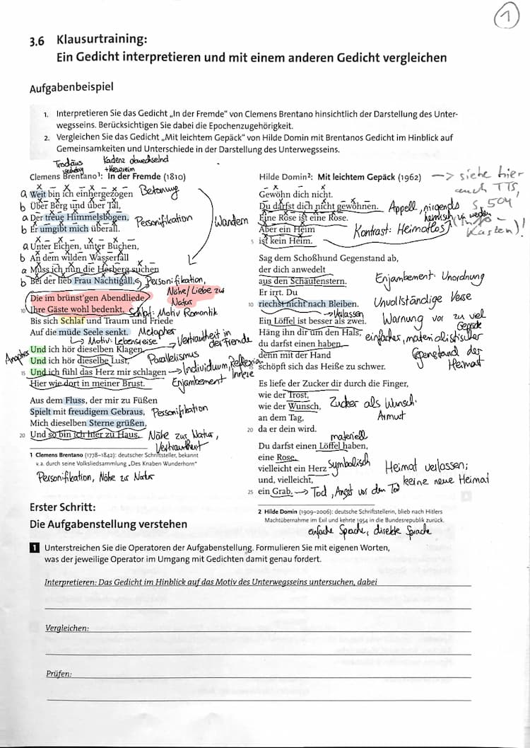 Know Reiselyrik Analyse „In der Fremde“, Vergleich mit „Mit leichtem Gepäck“ thumbnail