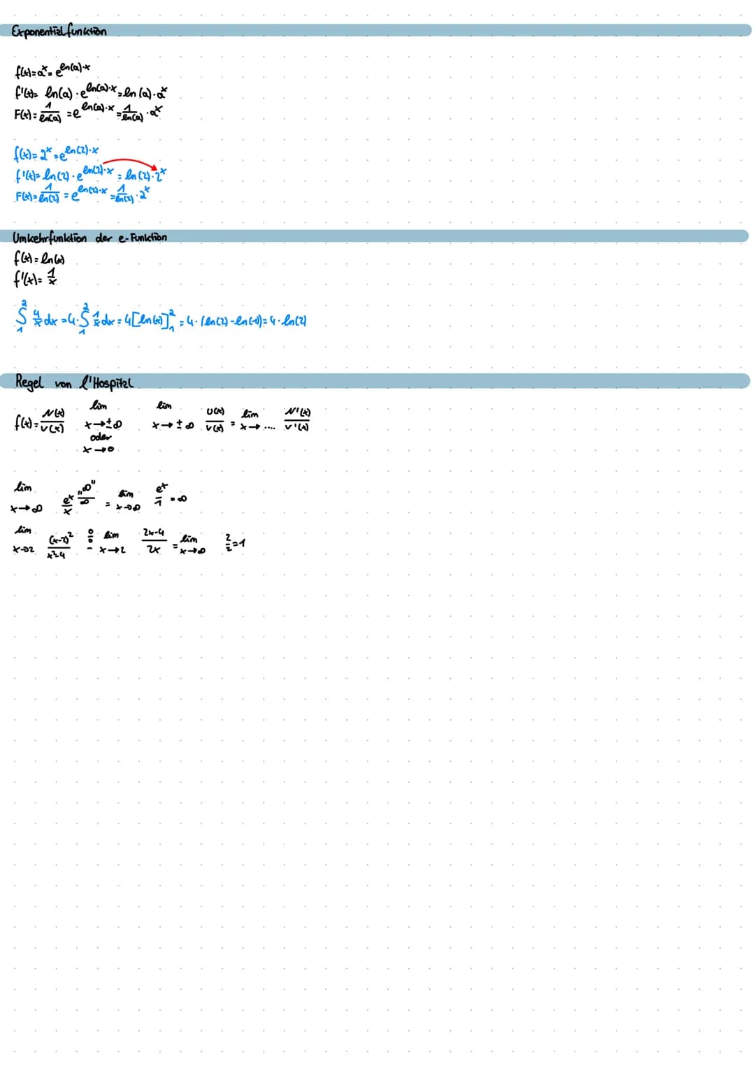 Kettenregel
h(t) = f(g(t))
h' (t) = f'(g(+)); g'(x)
äußere innere
Ableitung Ableitung
Kettenregel mit In-Funktion
f(x)= ln (+²41)
Produktreg