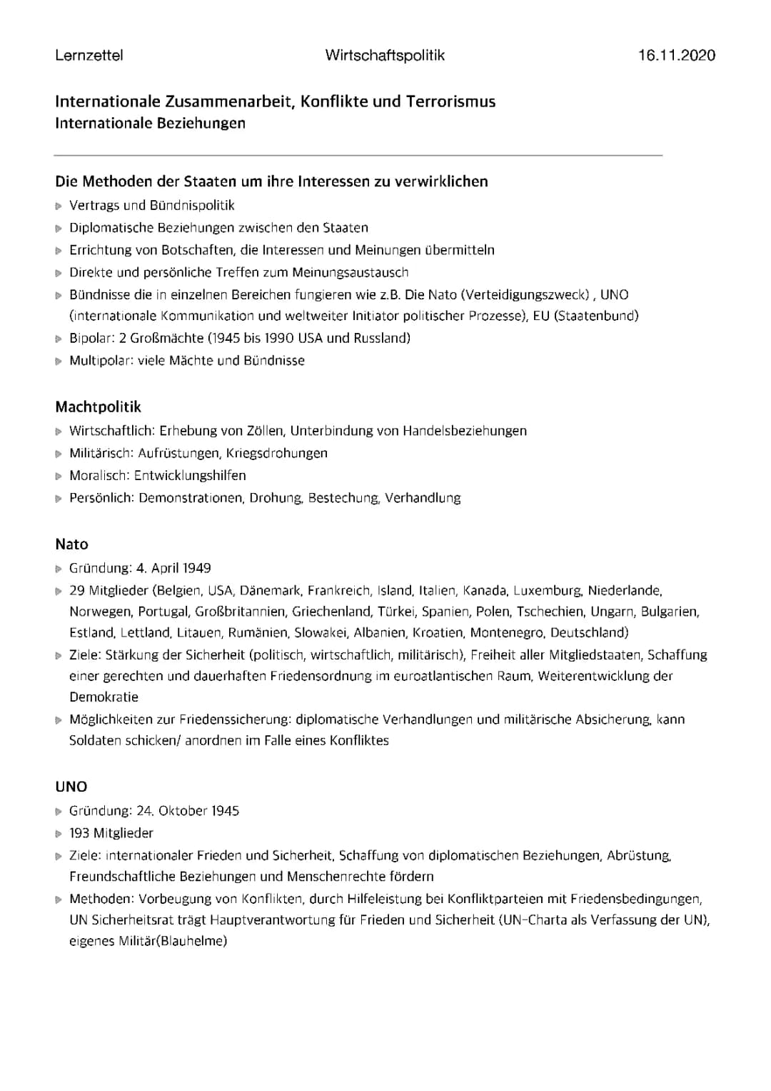 Konflikte und Internation Zusammenarbeit 