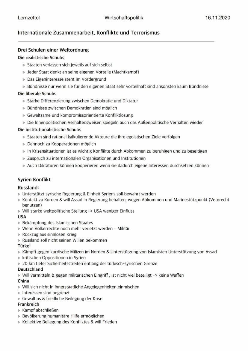 Lernzettel
Wirtschaftspolitik
Internationale Zusammenarbeit, Konflikte und Terrorismus
Internationale Beziehungen
16.11.2020
Die Methoden de