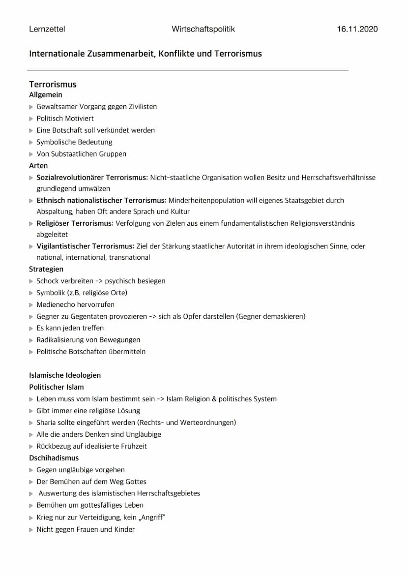 Lernzettel
Wirtschaftspolitik
Internationale Zusammenarbeit, Konflikte und Terrorismus
Internationale Beziehungen
16.11.2020
Die Methoden de