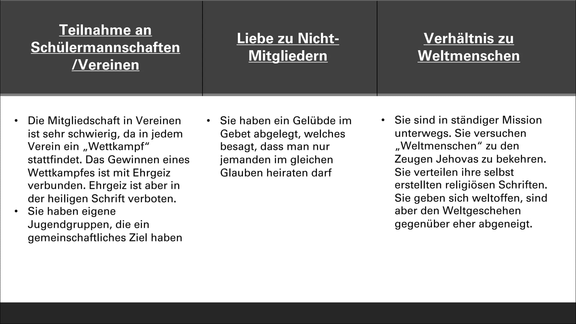Wer sind die Zeugen Jehovas? ■
Allgemeine Informationen
-Mitglieder und Infos dazu
INHALTSVERZEICHNIS
▪Feste und Feiertage, Reglungen bei Be