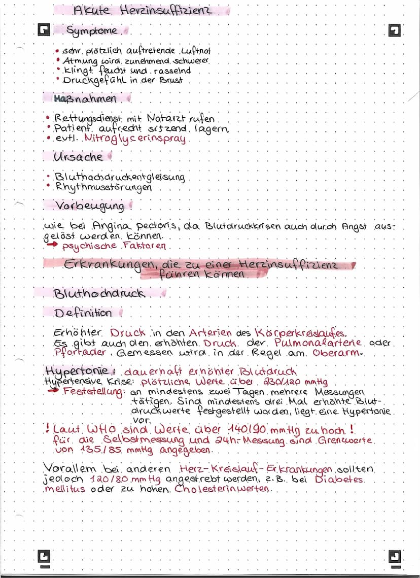 Akute Herzinsuffizienz
Symptome
sehr plötzlich auftretende Luftnot
• Atmung wird, zunehmend, schwerer
klingt feucht und. rasselnd
Druckgefüh
