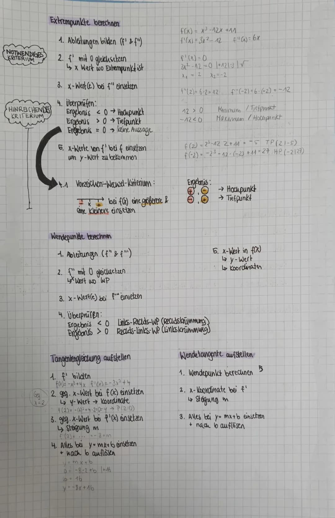 Differenzen- und Differentialquotient
Differenzenquotient
→ mittlere Anderungsrate (steigung)
→ Sekantensteigung
MATHE KLAUSUR NR. 2 (Dez, 2