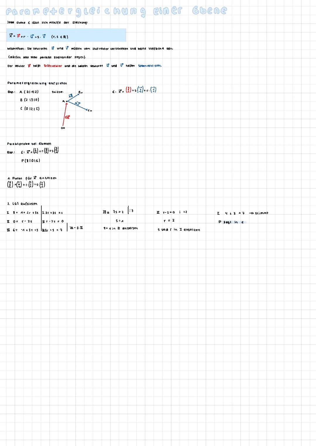 Parametergleichung einer Ebene Verstehen und Anwenden