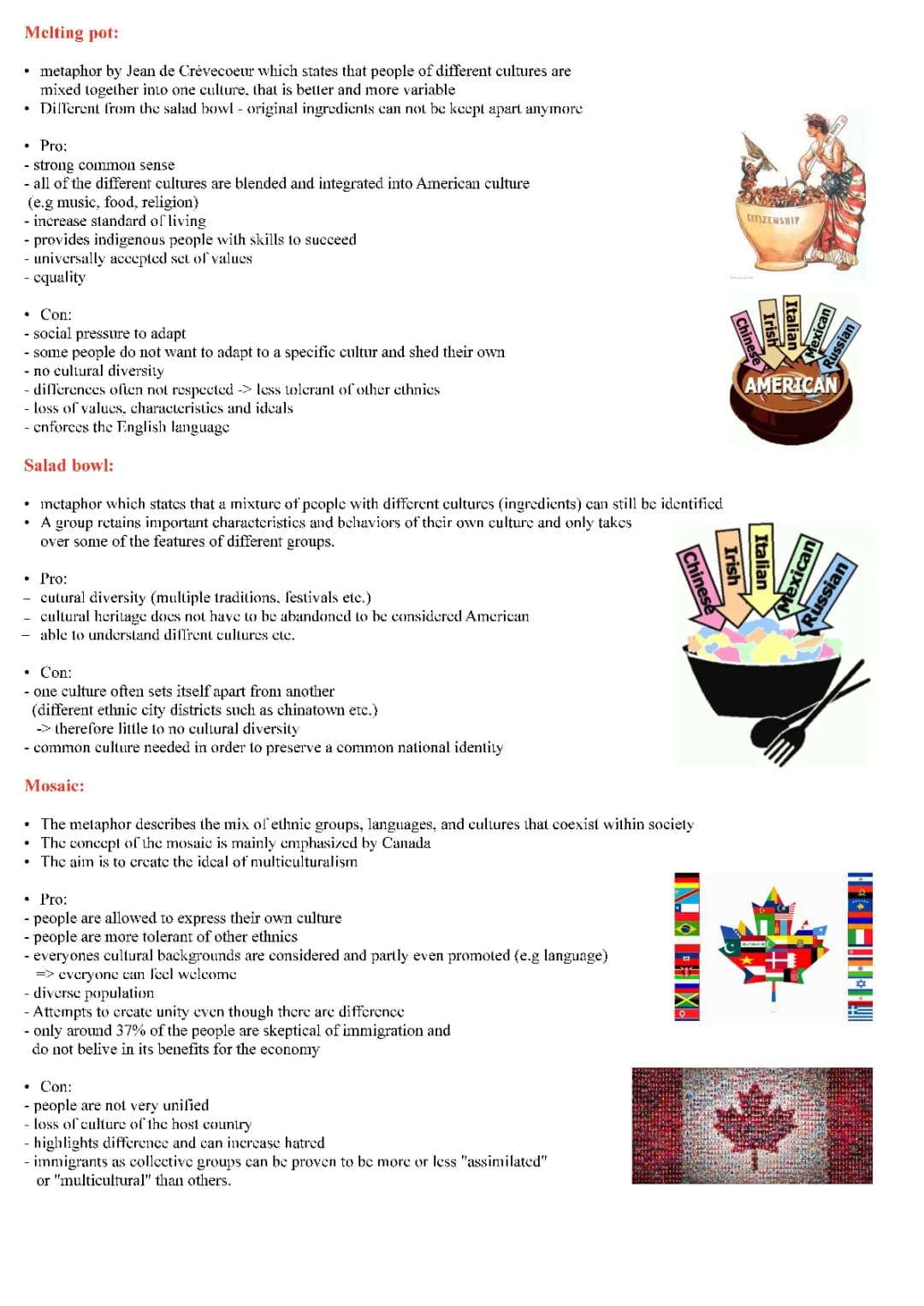 melting pot/salad bowl/mosaic