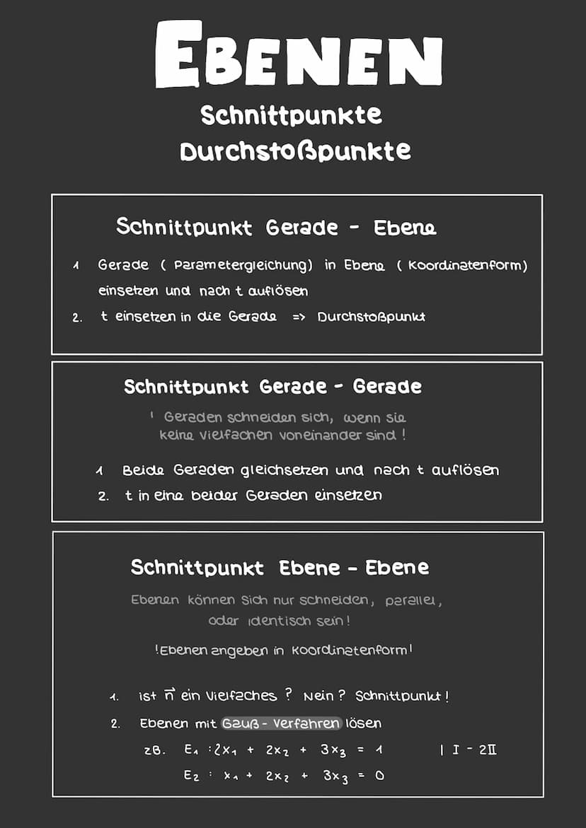 Gegeben sind 2 Ebenen
E₁ : X₁
+ 2x3
E₂:
6x1
X3
1
2.
21
- X2
+ X2
6
X ₁
6x₁
X ₁
Gauß- verfahren um x₁, x₂, x3 bestimmen zu können
= t
X1
X₁
X