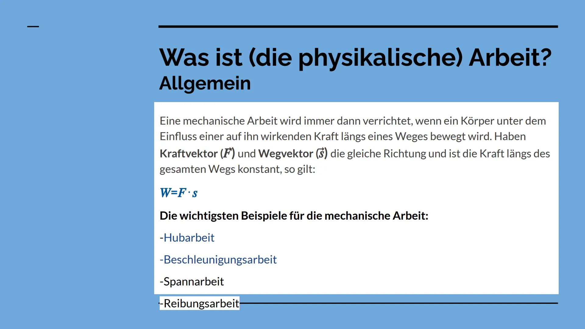 Physik- Gliederung
Was ist Energie (allgemein)?
-Definition & Energieformen
-Kinetische und potentielle Energie
-Beispielaufgabe
Was ist die