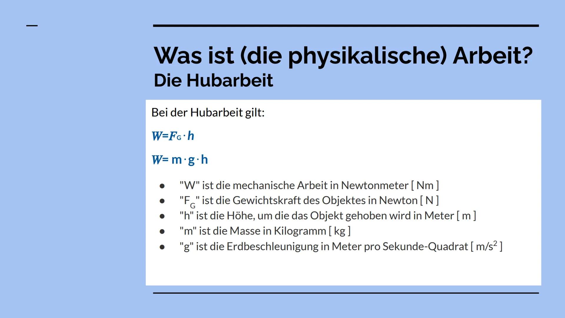 Physik- Gliederung
Was ist Energie (allgemein)?
-Definition & Energieformen
-Kinetische und potentielle Energie
-Beispielaufgabe
Was ist die