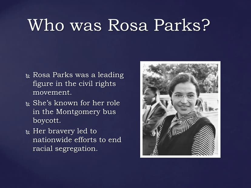 Rosa Parks
ve
"Racism is still with us. But it is up to us to
prepare our children for what they have to
meet, and, hopefully, we shall over