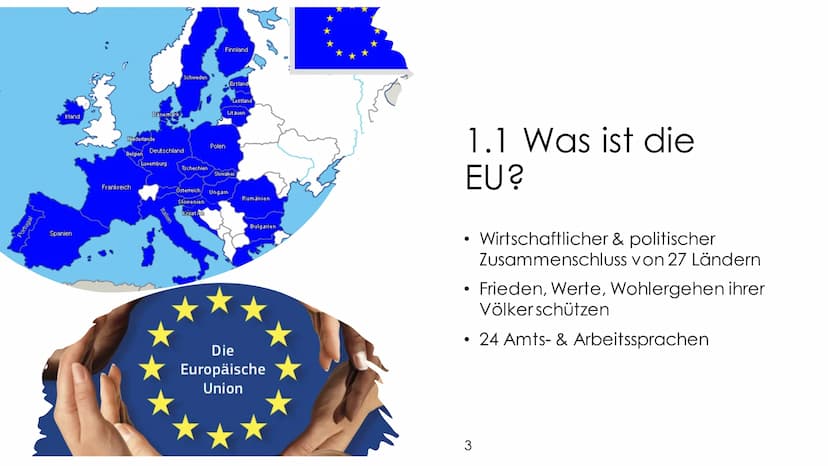 Inwiefern stellt die EU ein Erfolgskonzept dar? Gliederung
1. Die EU im Überblick
1.1 Was ist die EU?
1.2 Entstehung der EU
2. Europäische I