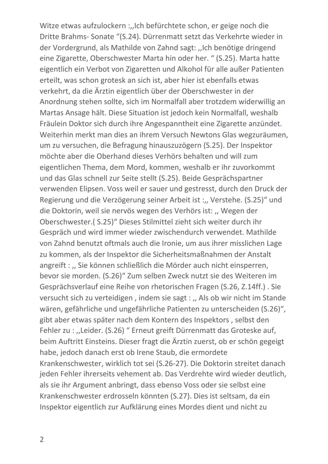 Szenenanalyse- ,,Die Physiker" (S.24-28)
Die Komödie ,,Die Physiker", geschrieben von Friedrich Dürrenmatt im
Jahr 1961, handelt von der Ver