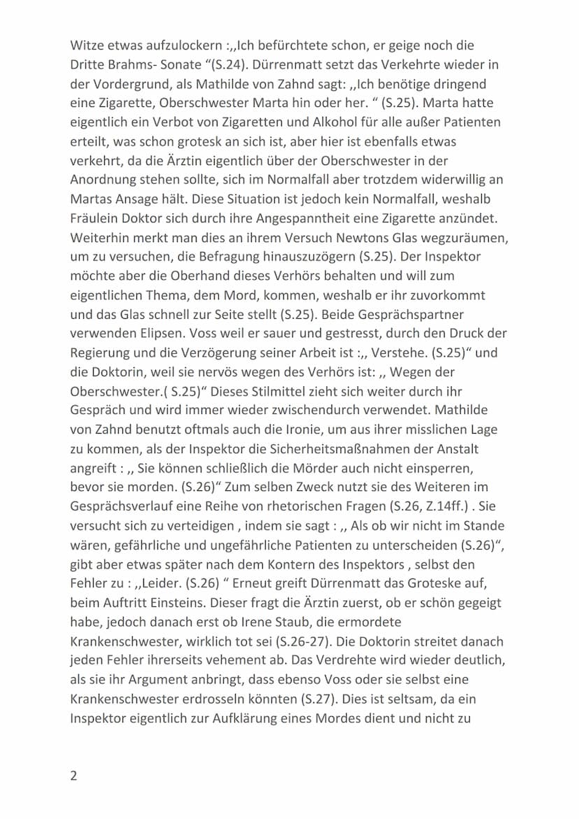Szenenanalyse- ,,Die Physiker" (S.24-28)
Die Komödie ,,Die Physiker", geschrieben von Friedrich Dürrenmatt im
Jahr 1961, handelt von der Ver