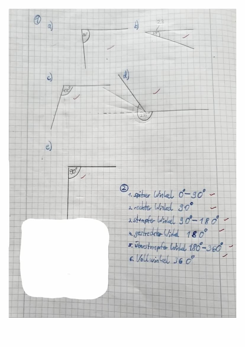 1 2 3 4 5 6 Ø
41215 33.25
-120°•
35°
α=
B =
Y =
Nasse U/C
1. Zeichne Winkel in der angegebenen Größe!
a) 84° b) 23° c) 105°
3. Zeichne Kreis