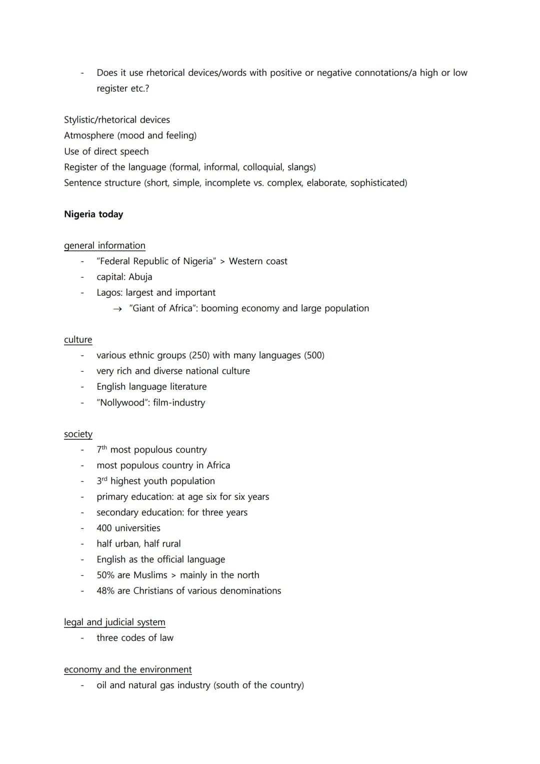 Nigeria Lernzettel
introduction
(X is portrayed as an aggressive/intelligent/ambivalent etc. character by use of narrative
techniques X and 