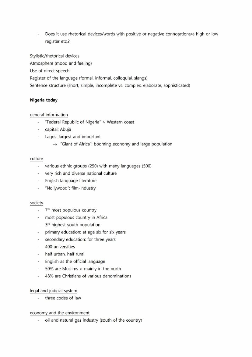 Nigeria Lernzettel
introduction
(X is portrayed as an aggressive/intelligent/ambivalent etc. character by use of narrative
techniques X and 