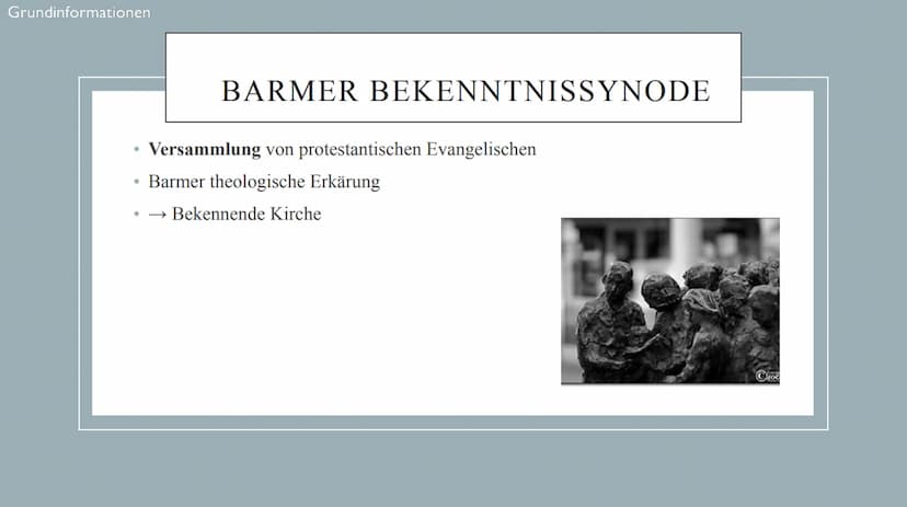 Kirche im dritten
Reich
Wurde die Kirche ihren Aufgaben gerecht? GLIEDERUN
Grundinformationen
Barmer theologische Erklärung
Verhältnis Kirch