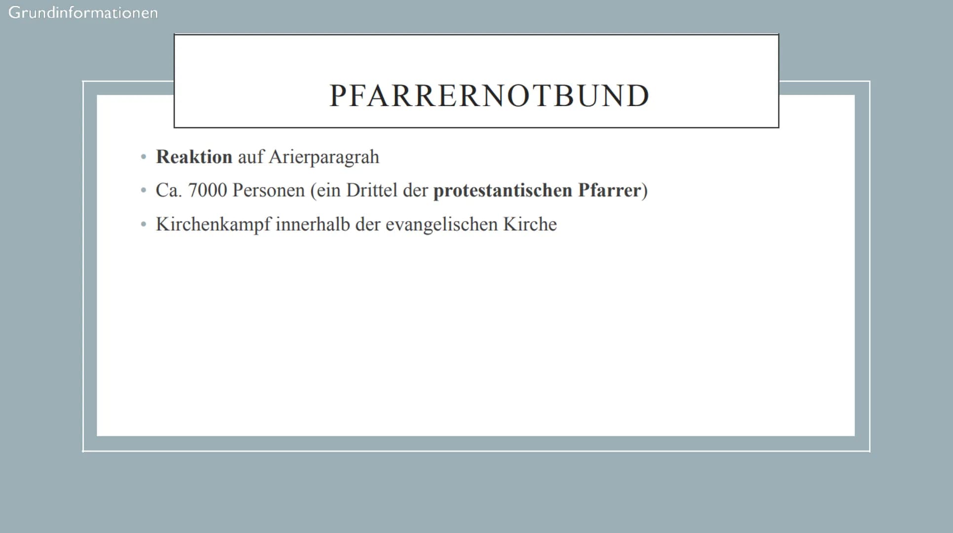 Kirche im dritten
Reich
Wurde die Kirche ihren Aufgaben gerecht? GLIEDERUN
Grundinformationen
Barmer theologische Erklärung
Verhältnis Kirch
