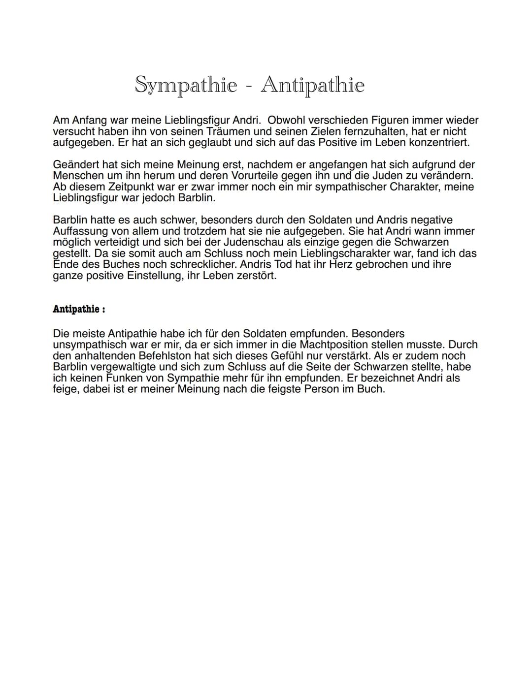Lesetagebuch
Andorra TITEL
Deckblatt
INHALTSVERZEICHNIS
Inhaltsverzeichnis
Thema-Andorra
Was hat das Thema mit mir und meiner Zeit zu tun?
W