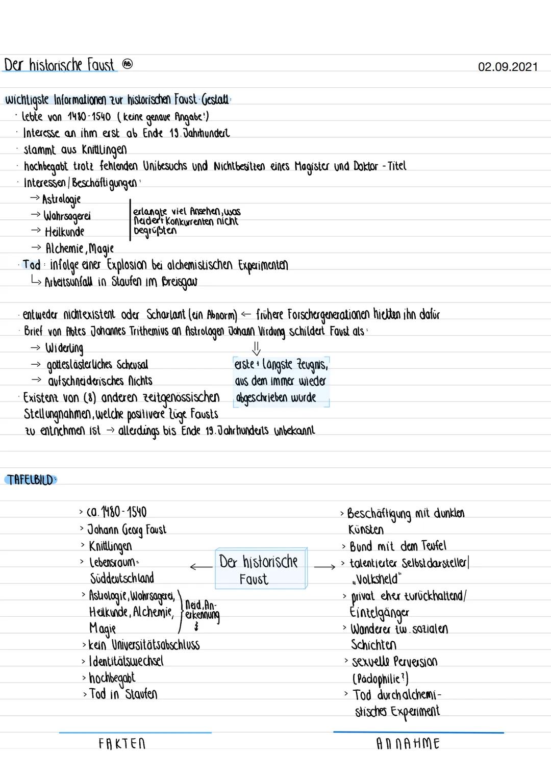 Der historische Faust
wichtigste Informationen zur historischen Faust-Gestatt
·lebte von 1480-1540 (keine genaue Angabe!)
· Interesse an ihm