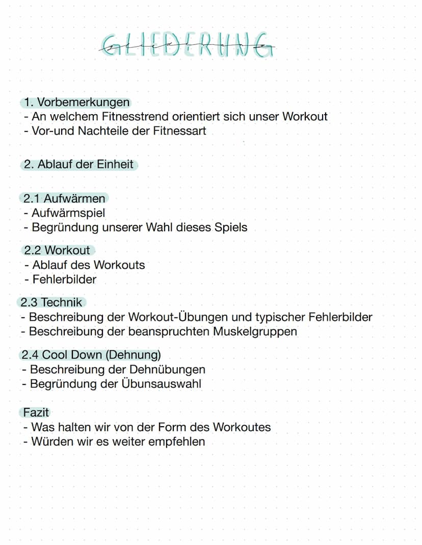 VON
LEHRKRAFT
Sport
GESTALTUNG EINES WORKOUTS
& Bet
Strong &
FACH: Sport Grundkurs
THEMA: Ausarbeitung eines Workoutes GLIEDERUNG
1. Vorbeme
