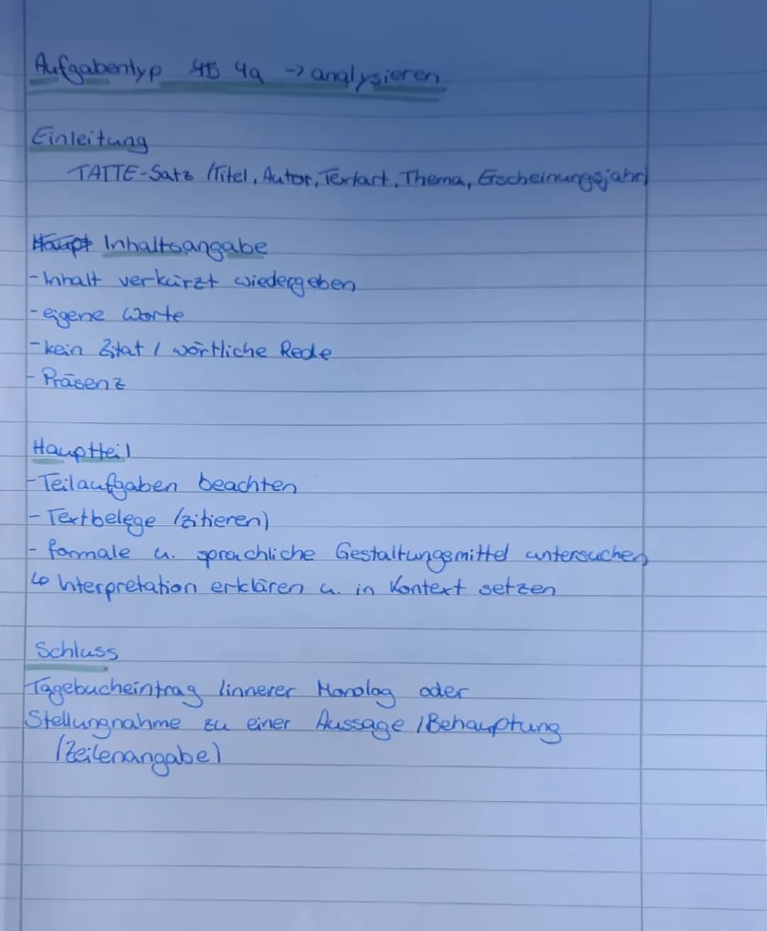 # Aufgabentyp 4b 4a -> analysieren

# Einleitung
TATTE-Sätze (Titel, Autor, Textart, Thema, Erscheinungsjahr)

# Haupt Inhaltsangabe
- Inhal