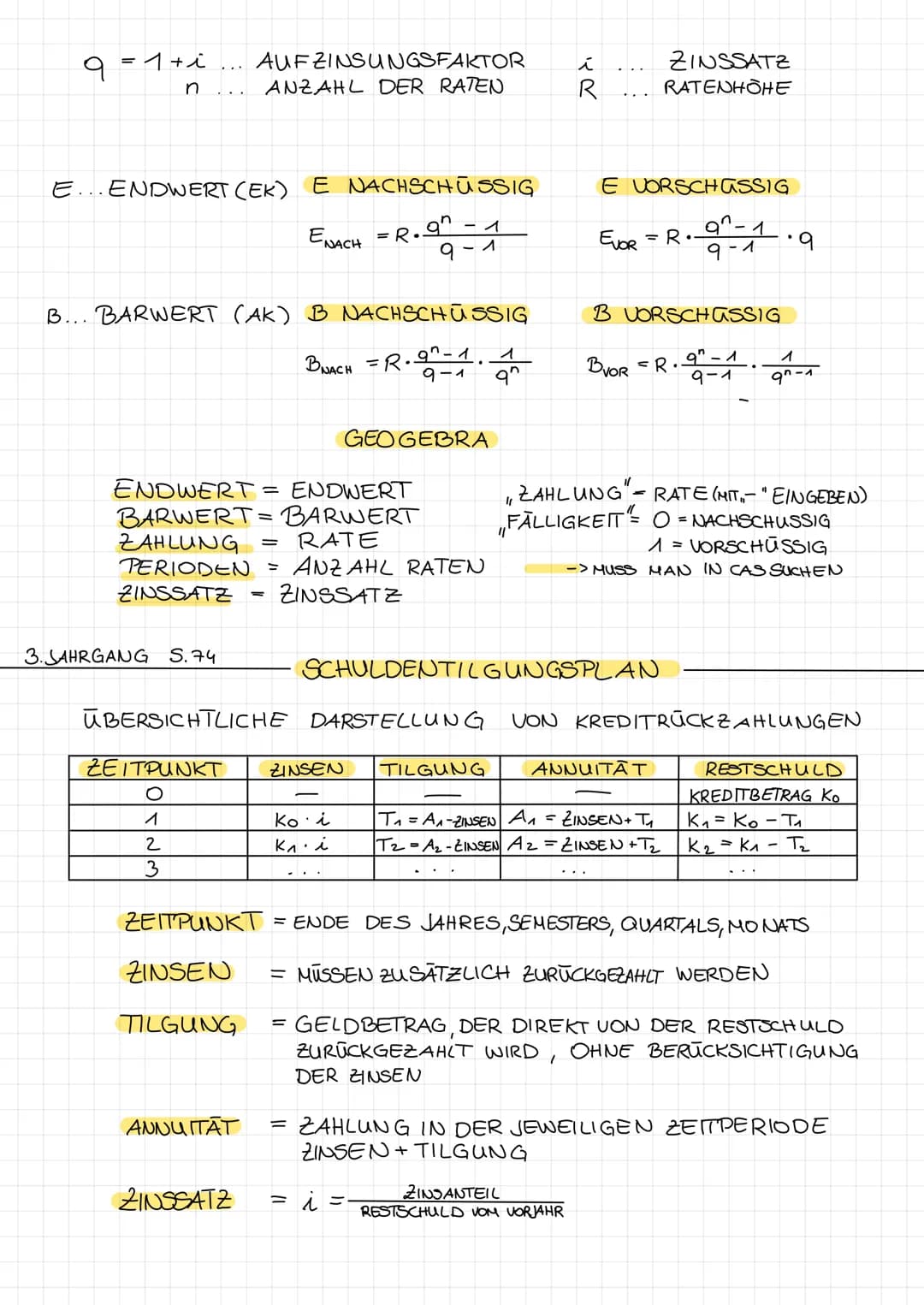 54:
FINANZMATHEMATIK - ZINSESZINS- UND RENTENRECHNUNG
3. JAHRGANG S42
FORMEL: K₂= ko. (1+i)^
qn
ZINSESZINSEN
=> EXPONENTIELLE VERZINSUNG
=> 