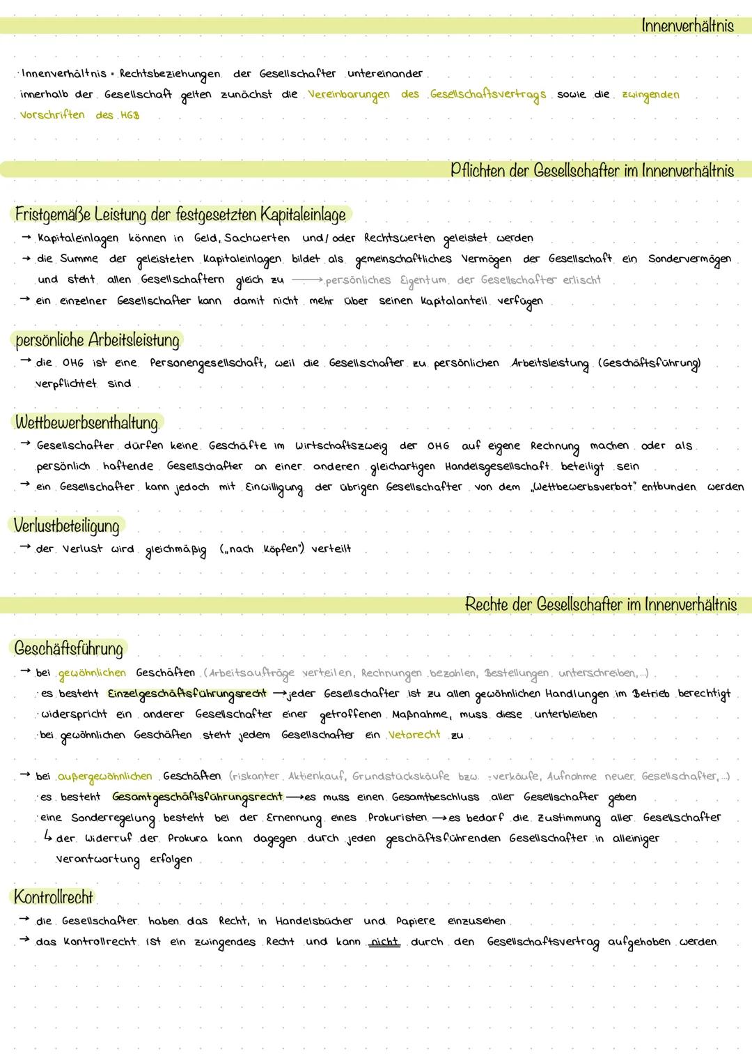→ OHG - offene Handelsgesellschaft.
→Gesellschaft mit zwei oder mehr Gesellschaftern
Haftung der Gesellschafter ist uneingeschränkt.
Persone