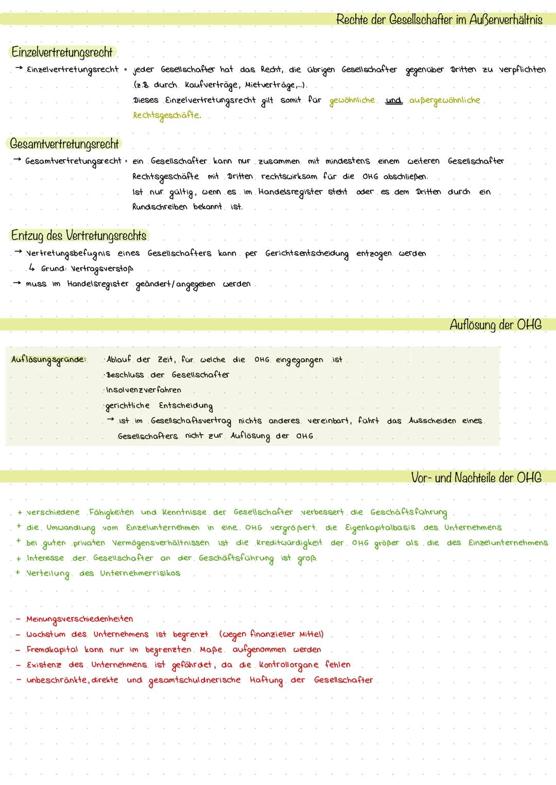 → OHG - offene Handelsgesellschaft.
→Gesellschaft mit zwei oder mehr Gesellschaftern
Haftung der Gesellschafter ist uneingeschränkt.
Persone