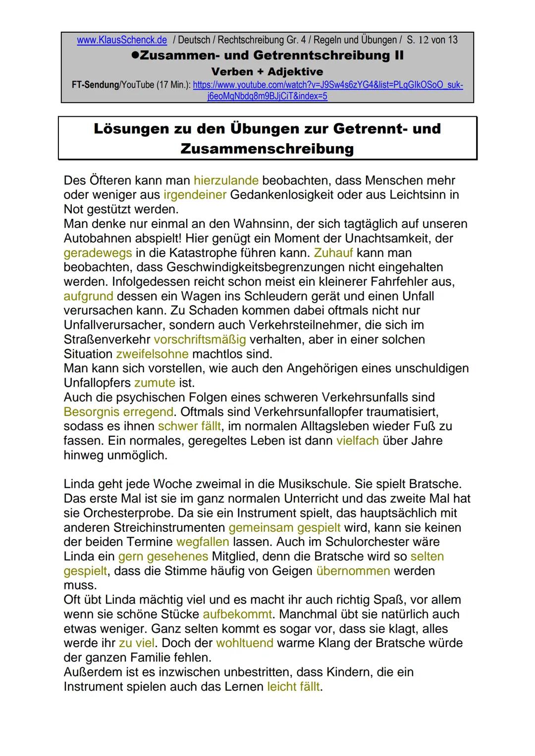 www.KlausSchenck.de / Deutsch (2008/09) / Rechtschreibung Gr. 1 / Regeln und Übungen / S. 1 von 11
s-Laute / Doppelungen / dass/das
FT-Sendu